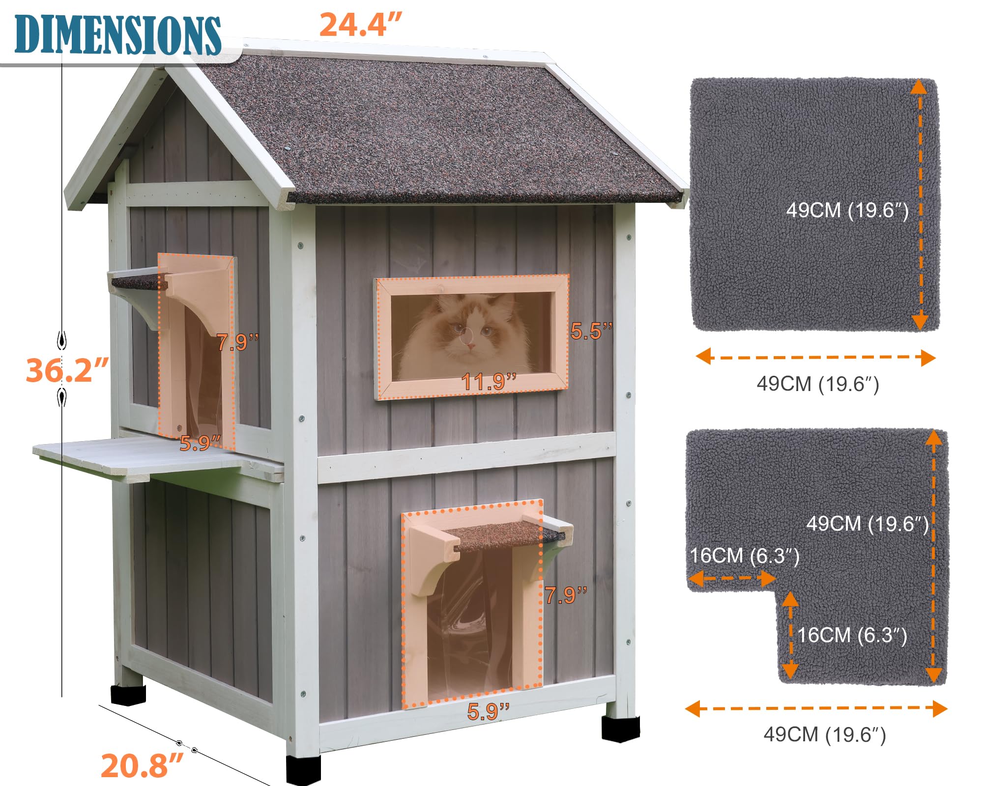 Rockever Outdoor Cat House interior with self-warming mat for added warmth