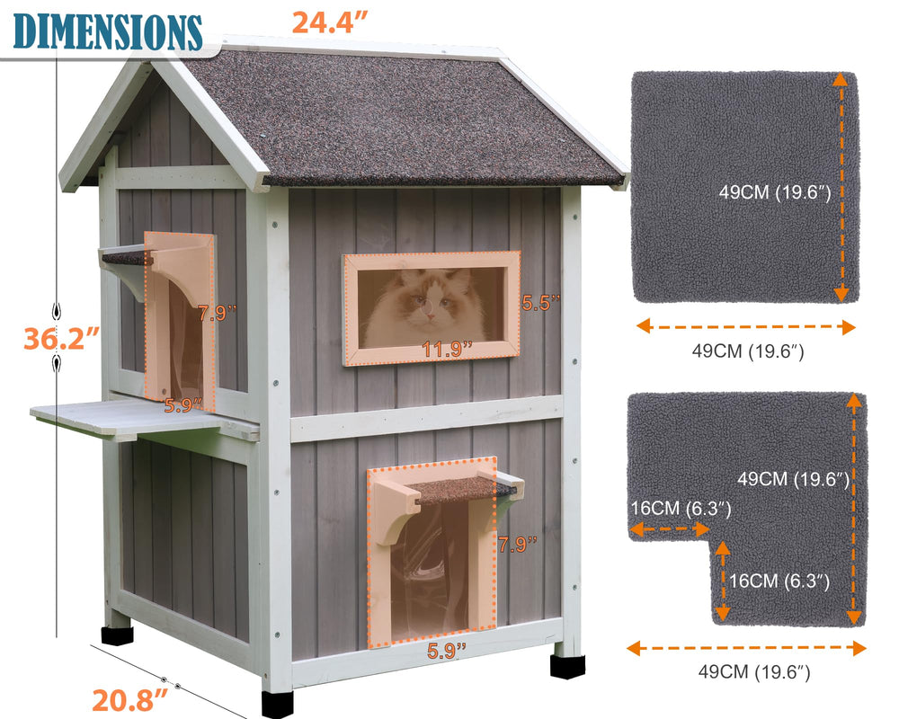 Rockever Outdoor Cat House interior with self-warming mat for added warmth