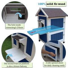 Rockever Outdoor Cat House top view emphasizes secure asphalt roof and durable construction