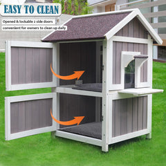 Rockever Outdoor Cat House two-story design boosting activity space for outdoor cats