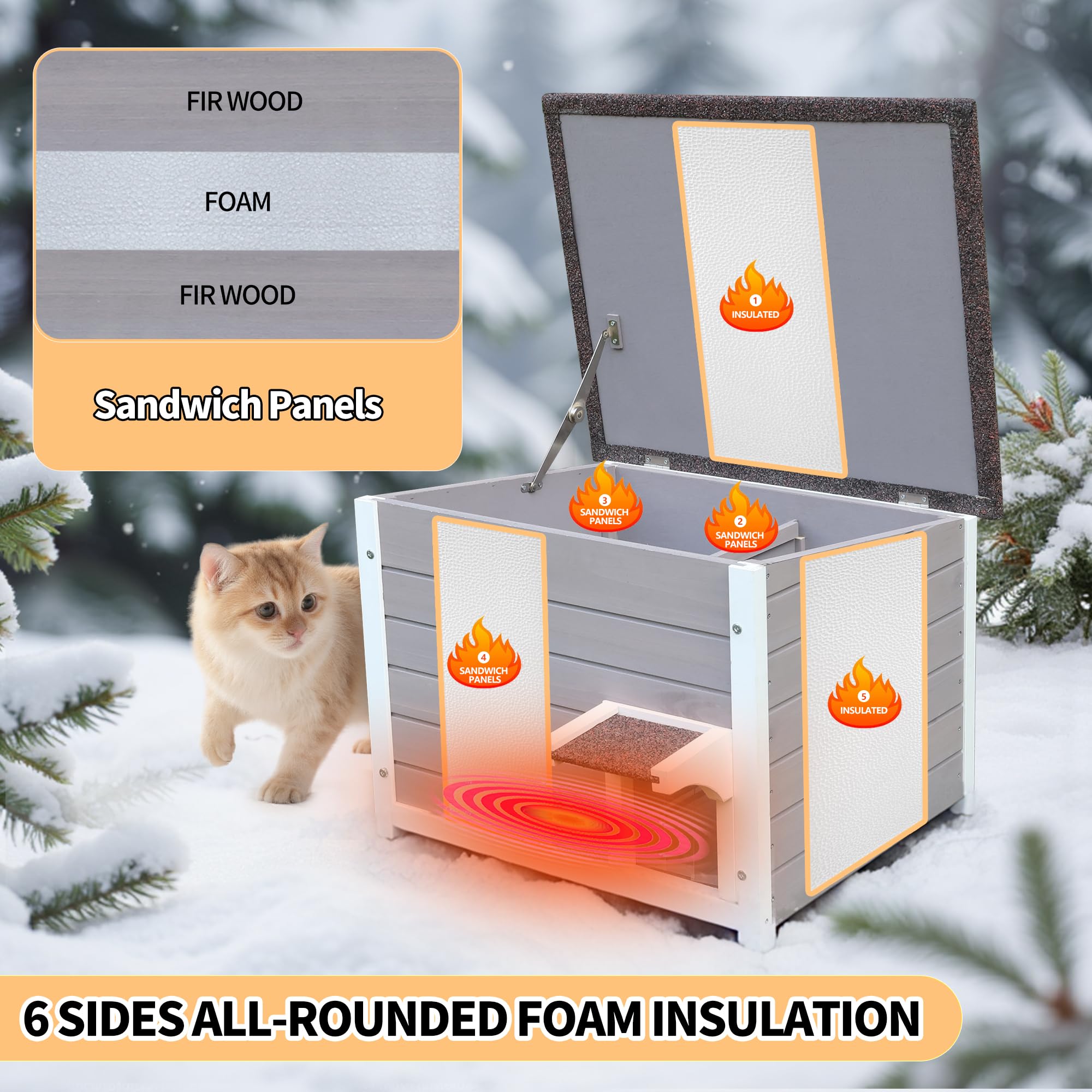 Rockever outdoor cat house waterproof-foot covers protect against moisture.