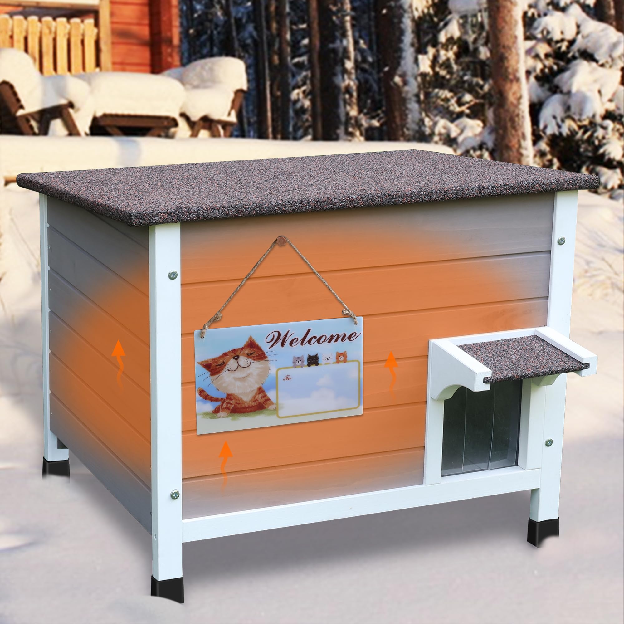 Rockever weatherproof winter cat shelter stands up to wind and rain.