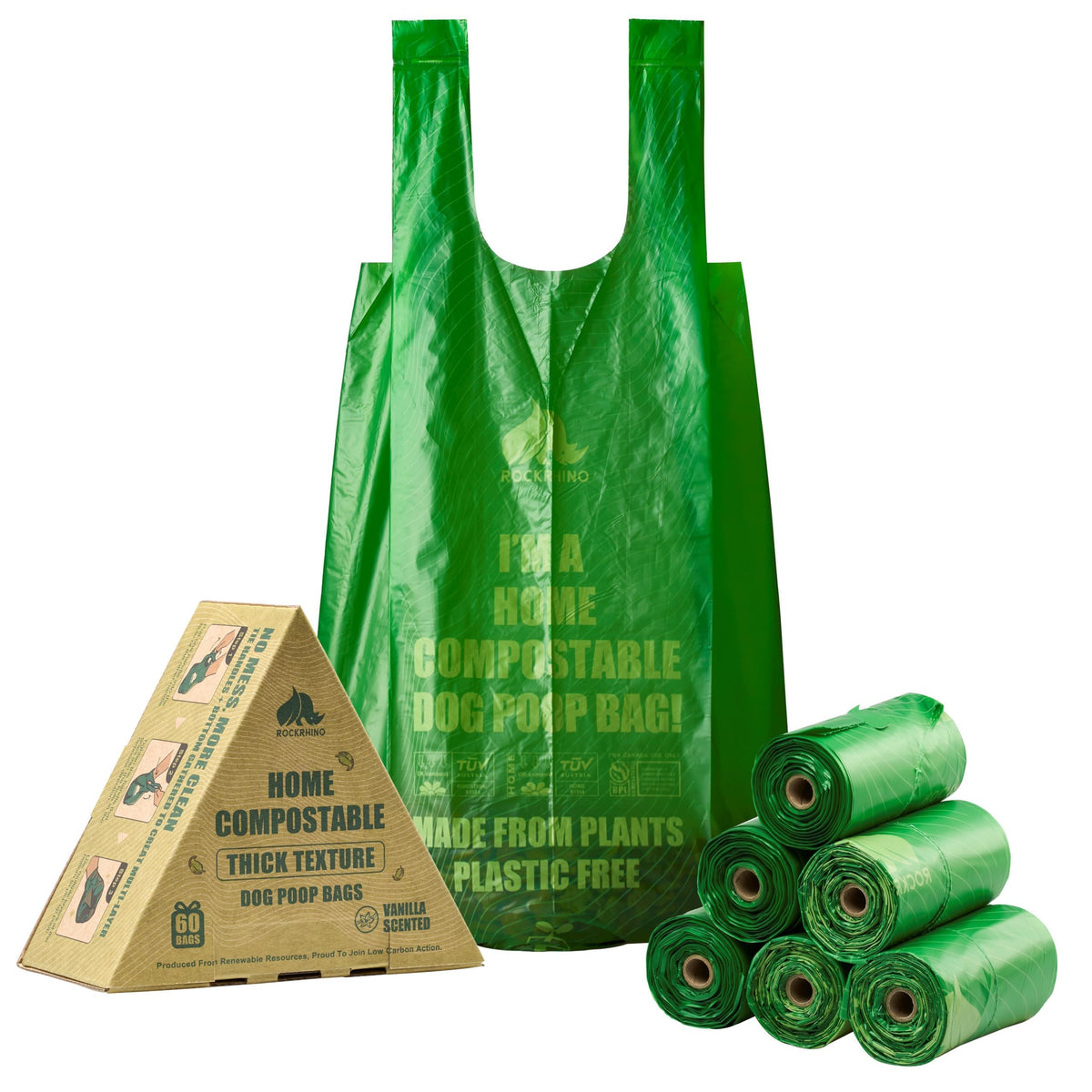 RockRhino Ultra Thick Deep Bags show 17.7 inch reach for large dog waste