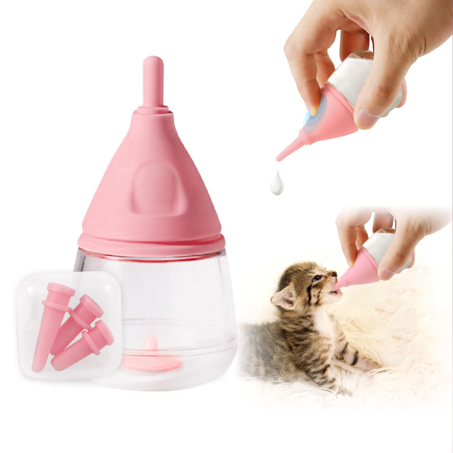 RockTech ergonomic kitten bottle nipple aids natural nursing and reduces feeding stress.
