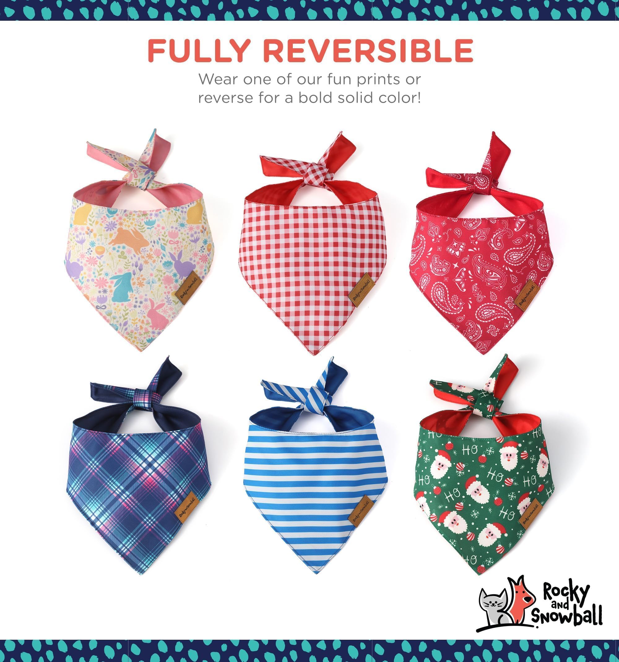 Rocky and Snowball park-ready dog bandana for stylish outings