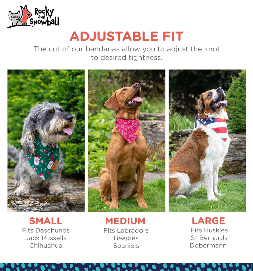 Rocky and Snowball bandana available in small to large sizes for all dogs