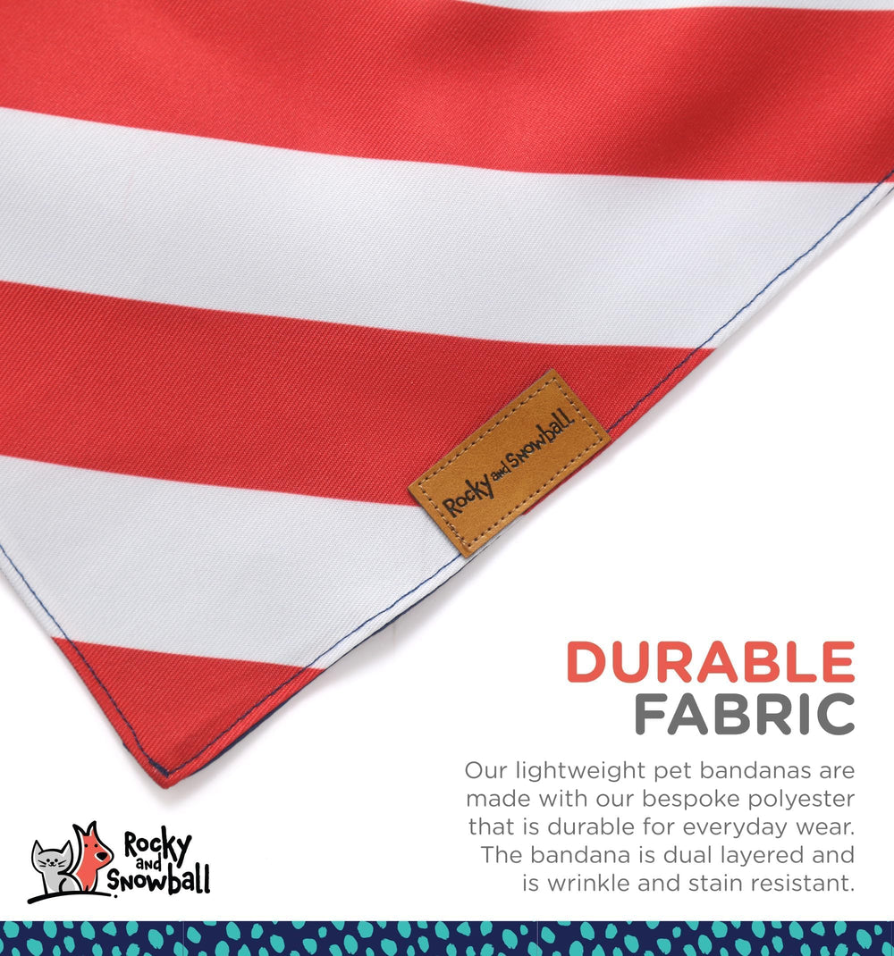 Rocky and Snowball water- and stain-resistant bandana stays vibrant after adventures