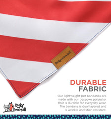 Rocky and Snowball water- and stain-resistant bandana stays vibrant after adventures