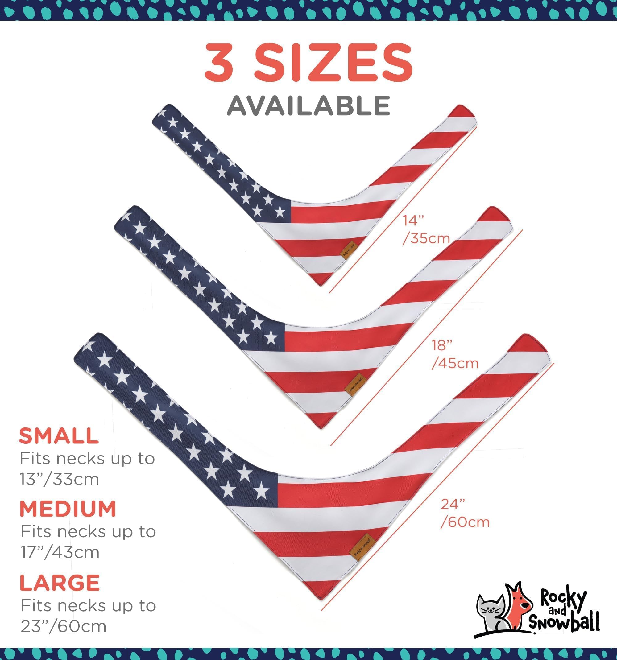 Rocky and Snowball adjustable tie-closure bandana fits multiple sizes