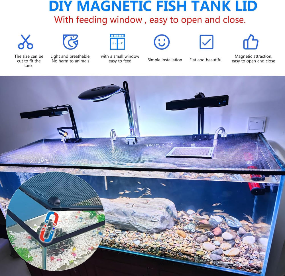 RODENET aquarium cover top view highlighting feeding window for easy meals.