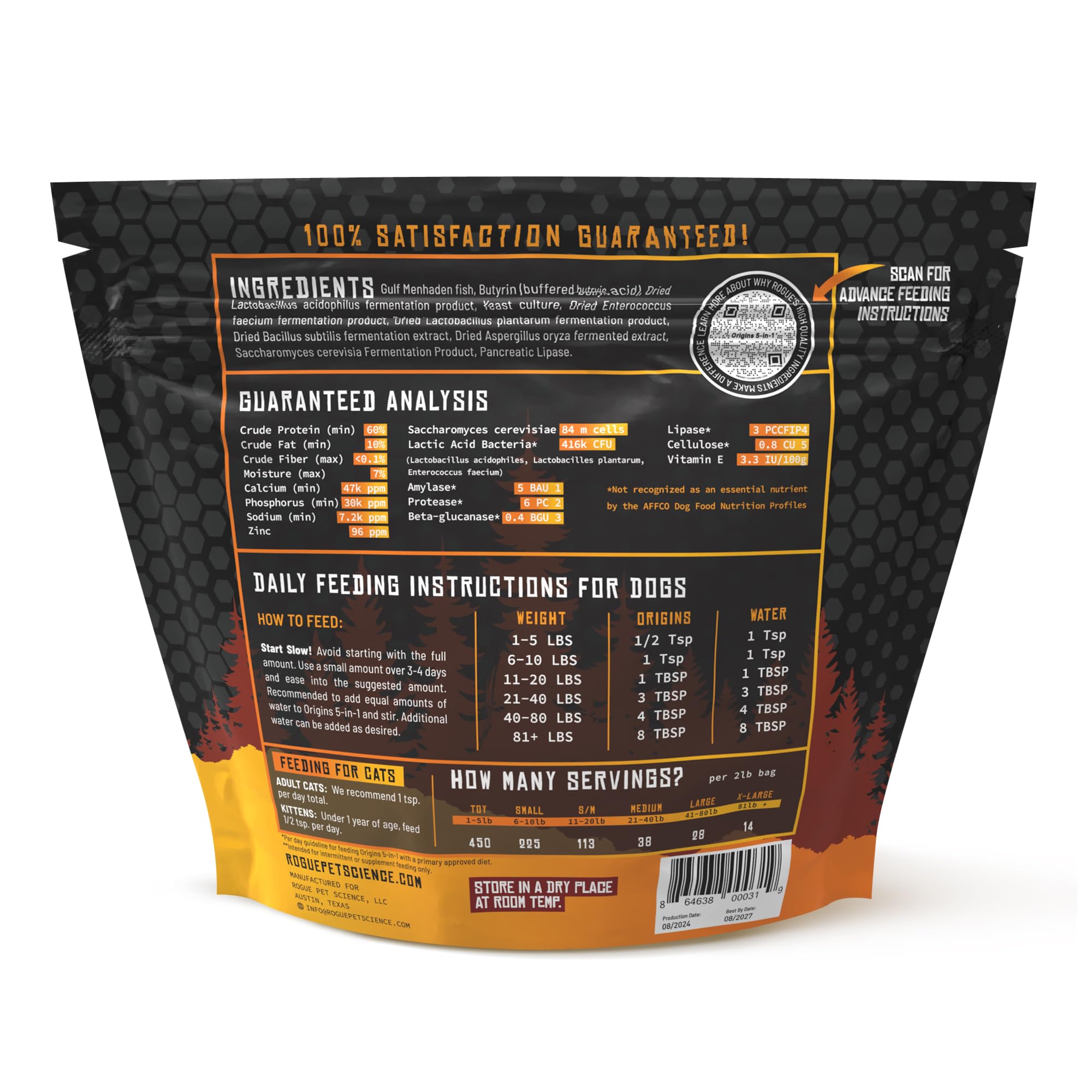 Rogue Pet Science Origins 5-in-1 includes prebiotics and probiotics for gut health