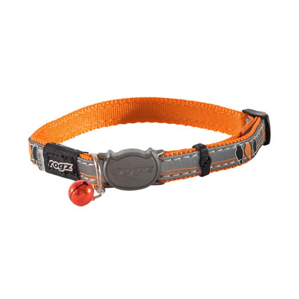 Rogz reflective cat collar with breakaway buckle for safe night wear.