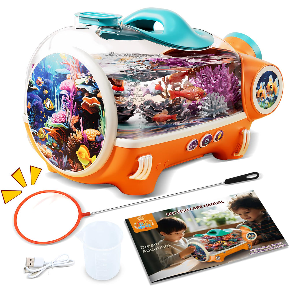 ROHSCE small fish tank with easy grab handle for kid friendly setup