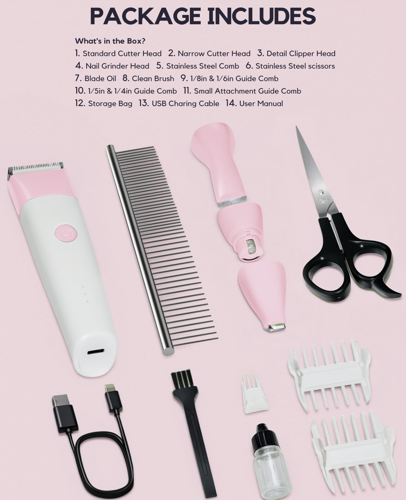 Roiffcly cordless pet grooming kit for hard to reach areas