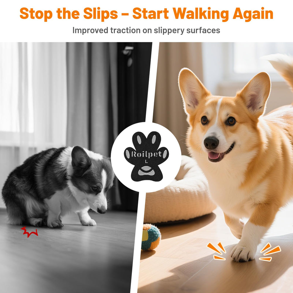 Roilpet dog paw grips use breathable hypoallergenic material for safe anti-slip protection.