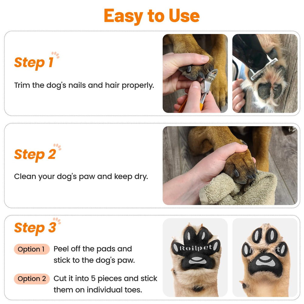 Roilpet adhesive pads prevent edge lifting on slick floors for steadier walks.