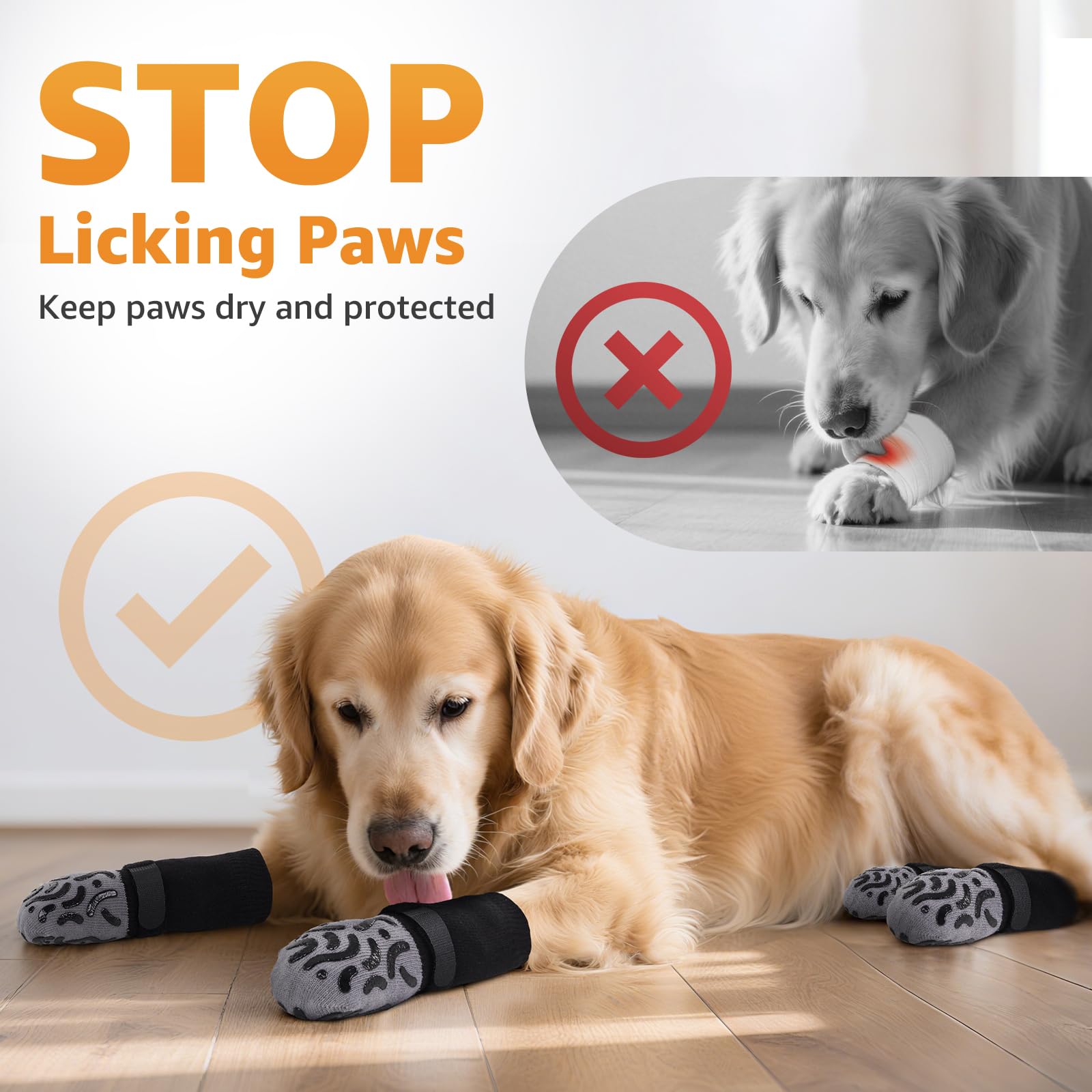 Roilpet senior-dog-friendly paw socks support mobility and reduce paw licking behavior.