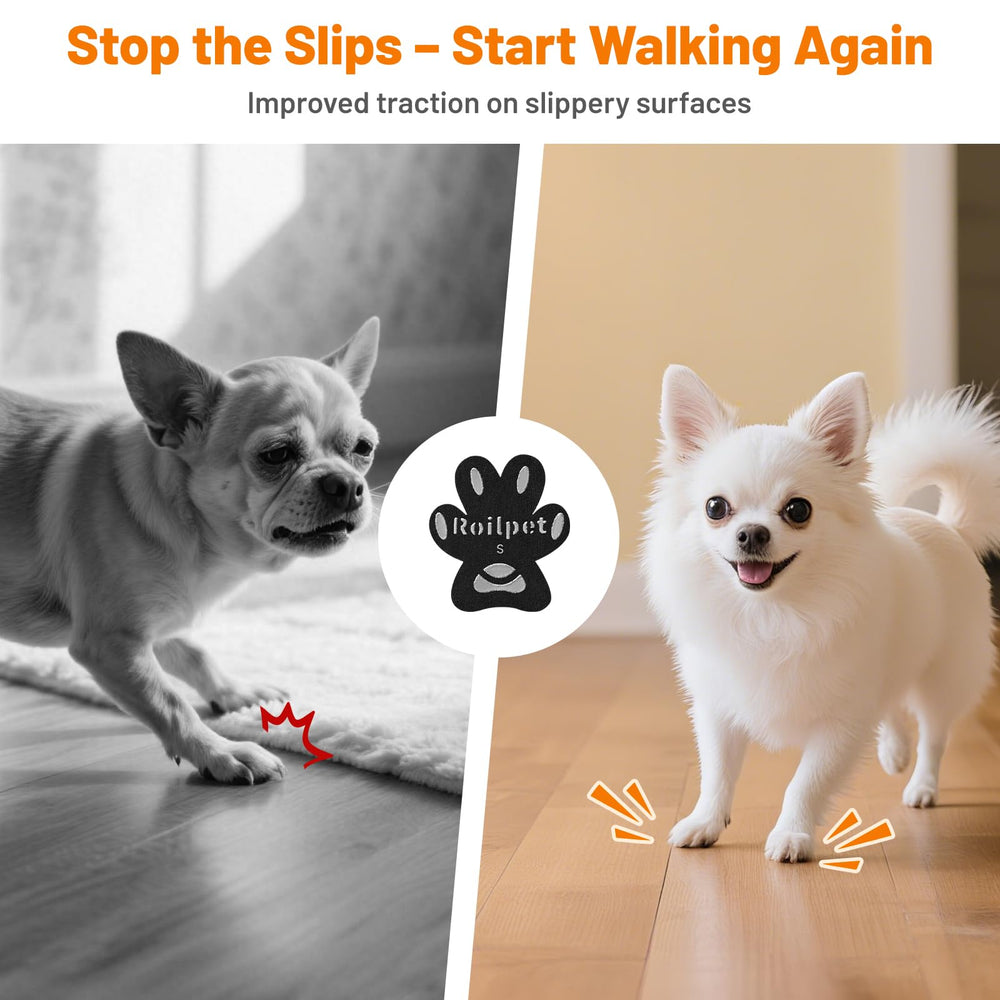 Roilpet senior dog traction on wood floor helps confident footing.