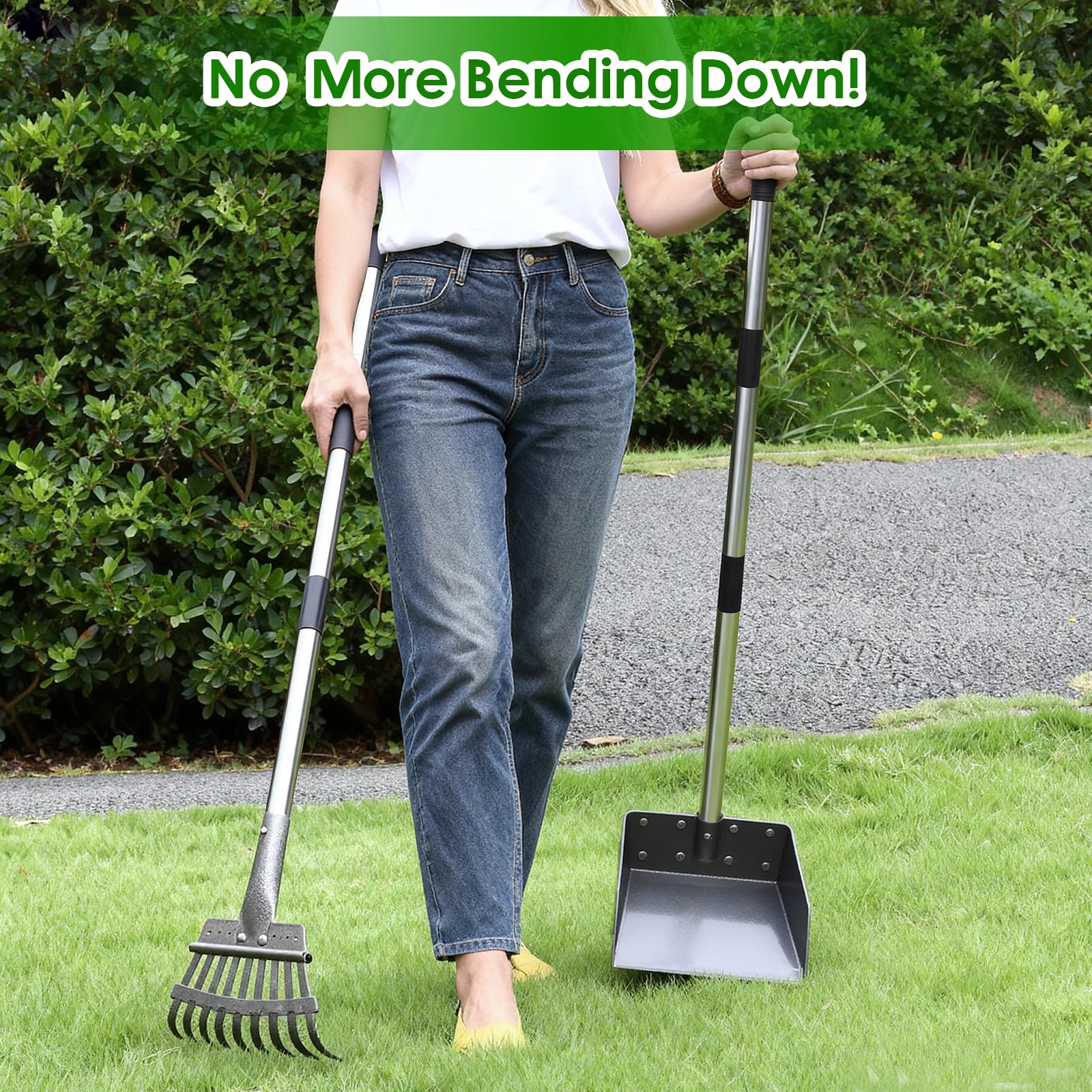 ROIUBPO multipurpose tool handles pet waste and lightweight garden debris.