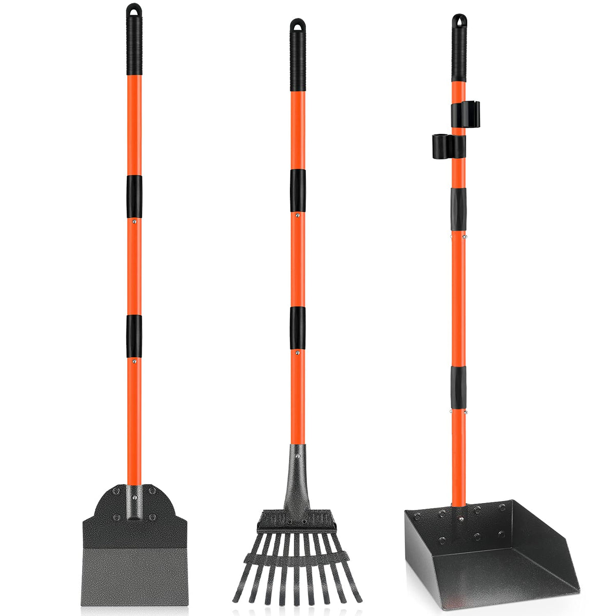 ROIUBPO pooper scooper with detachable long-handle enables easier yard cleanup