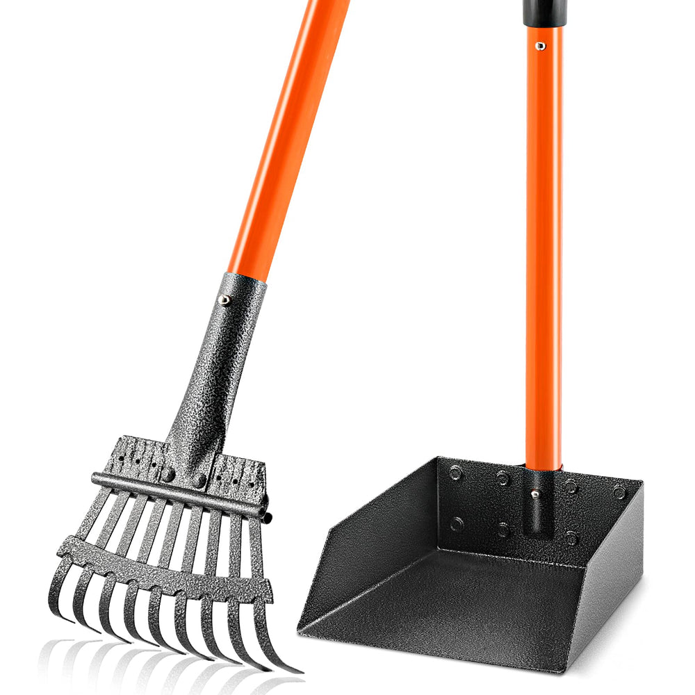 ROIUBPO long handle pooper scooper for bending free cleanup on lawns