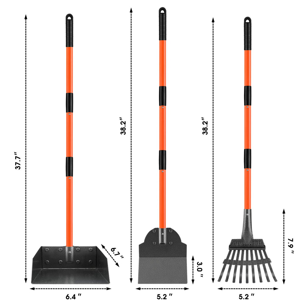 ROIUBPO tray and spade design securely captures waste during cleanup