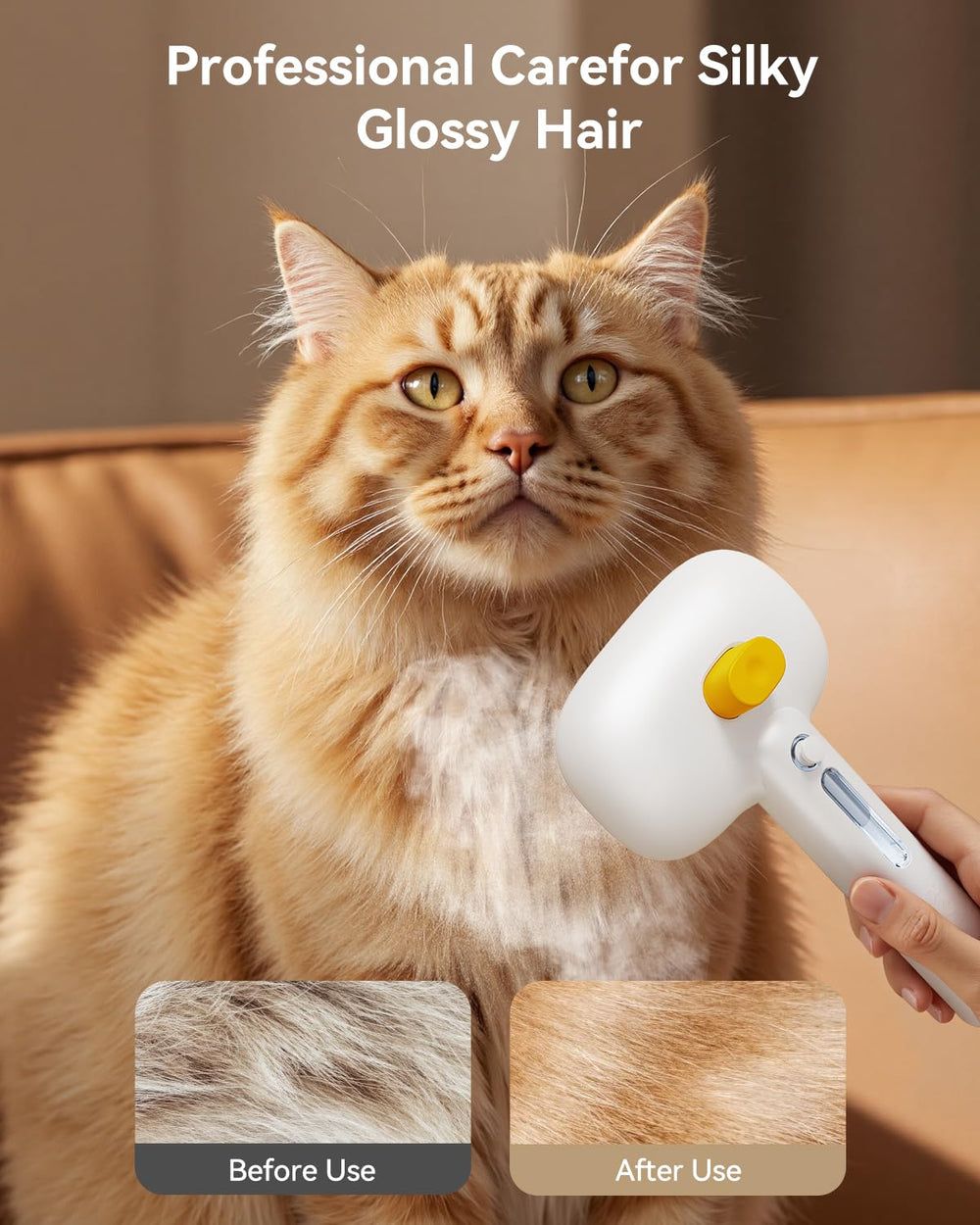 ROJECO 3-in-1 Pet Steam Brush self-cleaning feature helps quick grooming cleanup.