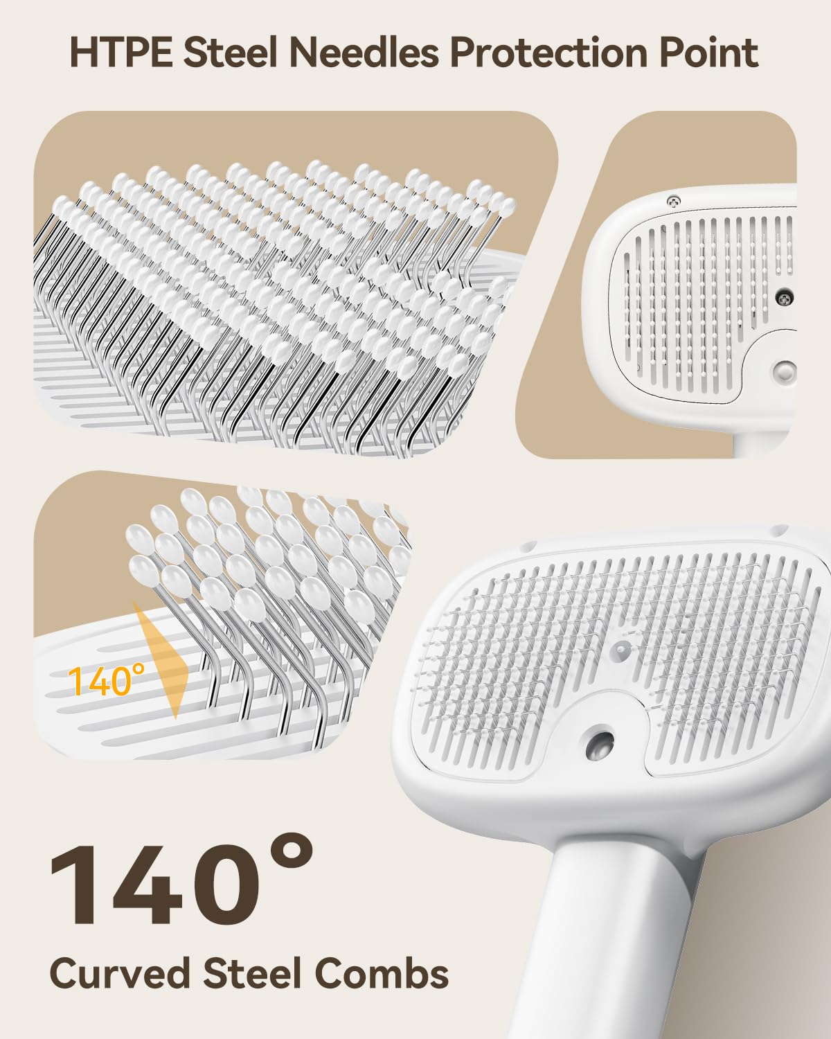 ROJECO 3-in-1 Pet Steam Brush USB-C charging supports long cordless sessions.