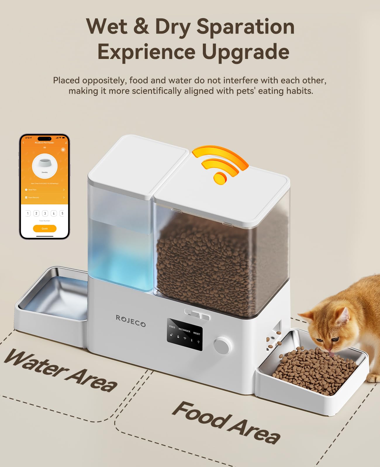 ROJECO 36Cups water dispenser detail highlights independent water supply.