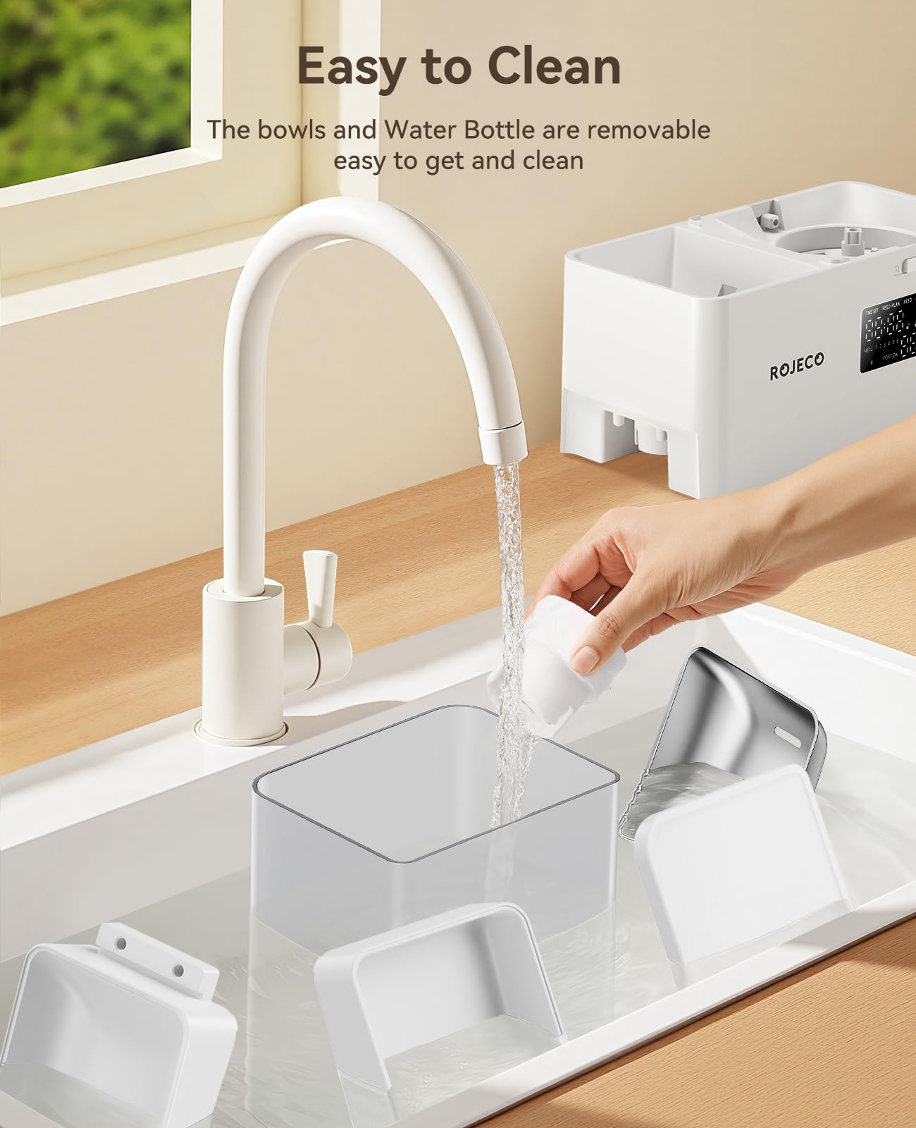 ROJECO easy-clean design with included brush for quick maintenance