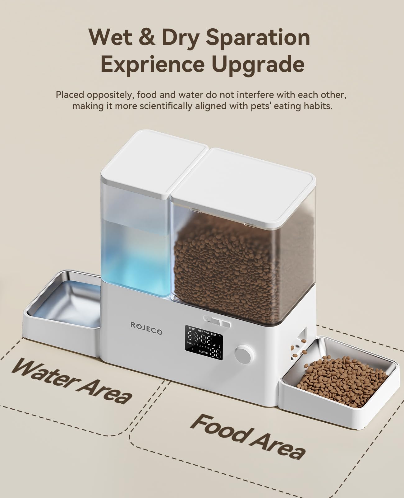 ROJECO gravity water dispenser demonstrates automatic water supply for pets