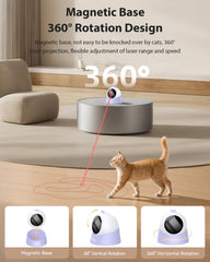 ROJECO Auto Laser Cat Toy uses a 1000mAh battery for longer sessions.