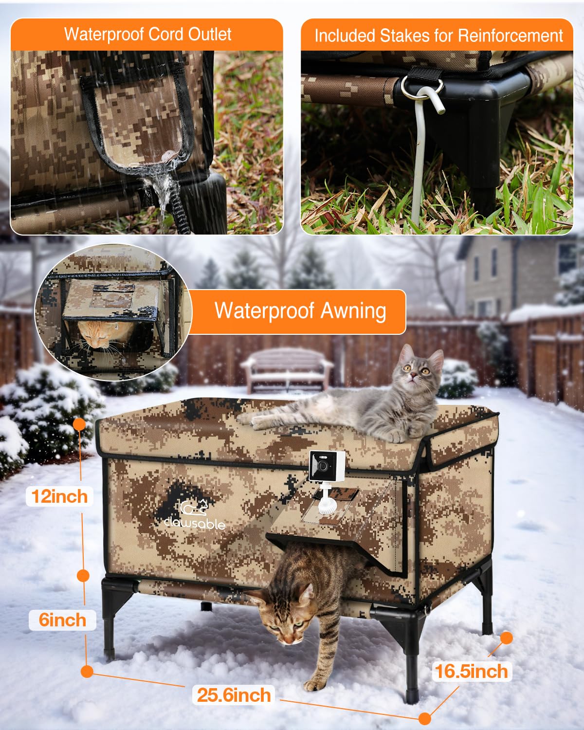 Rolimate desert camouflage shelter blends with outdoor spaces while keeping pets warm.