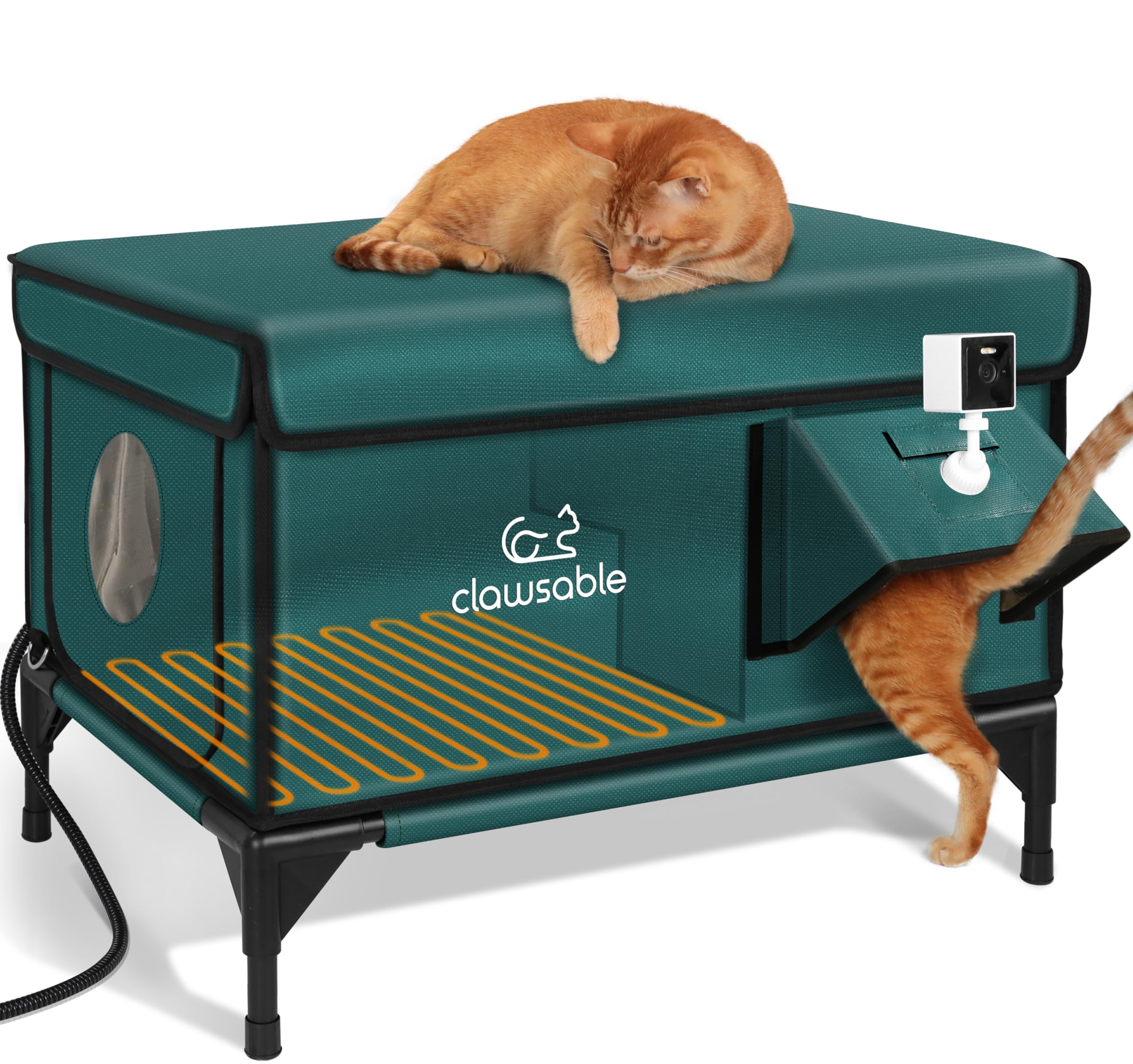 Rolimate heated cat house with camera for monitoring outdoor cats in cold weather