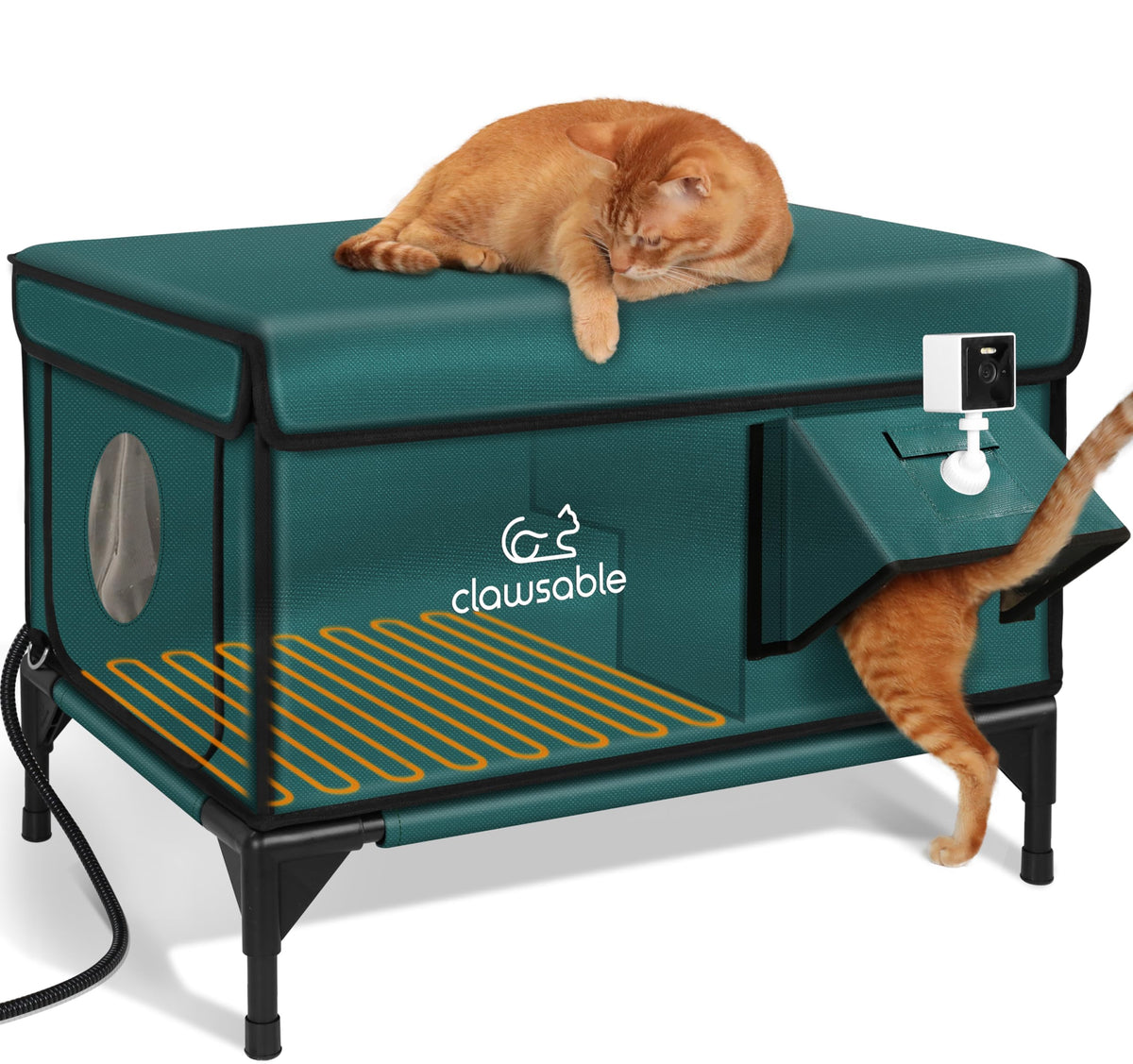 Rolimate heated cat house with camera for monitoring outdoor cats in cold weather