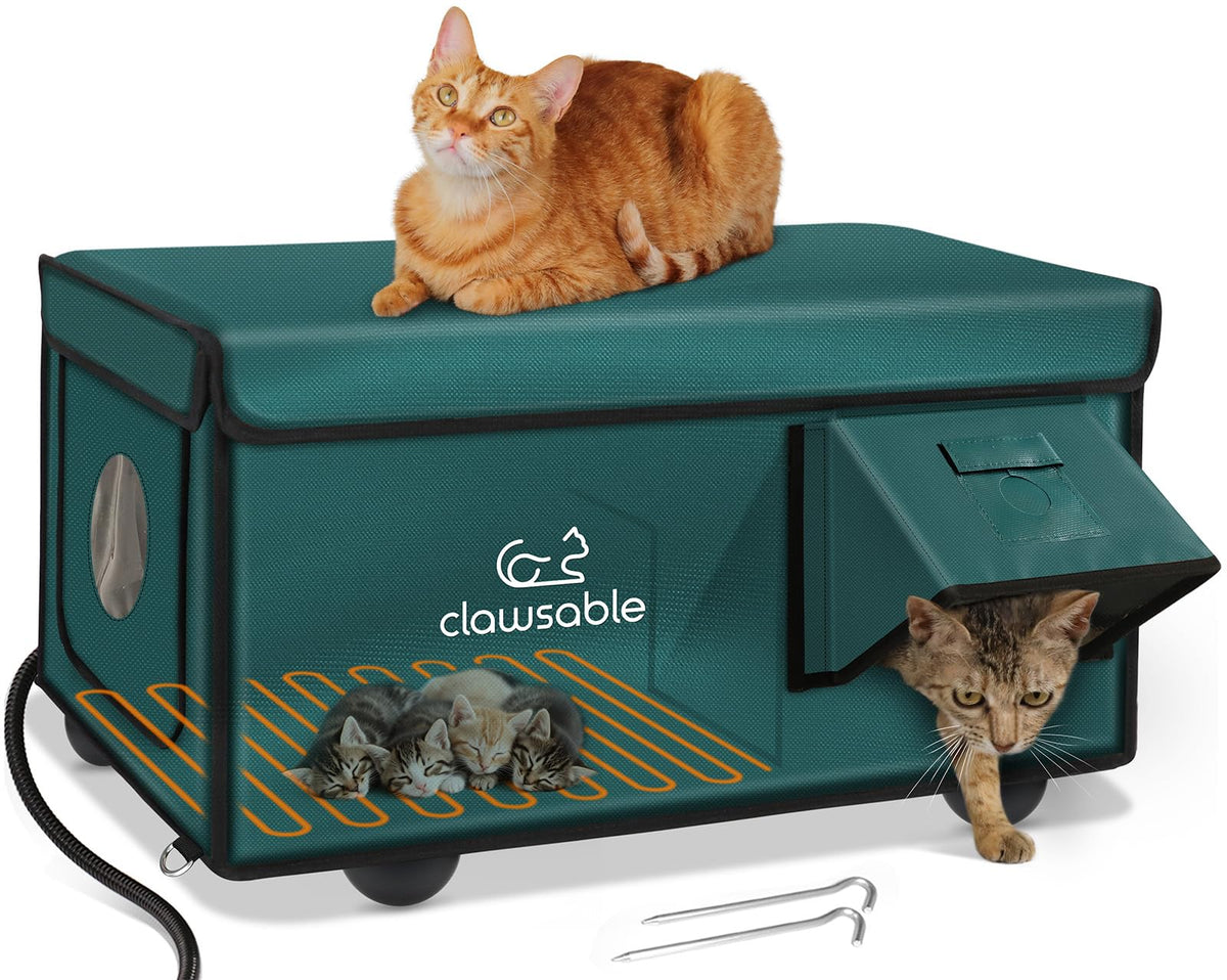 Rolimate Indestructible Cat House front view provides rugged insulation for outdoor warmth.