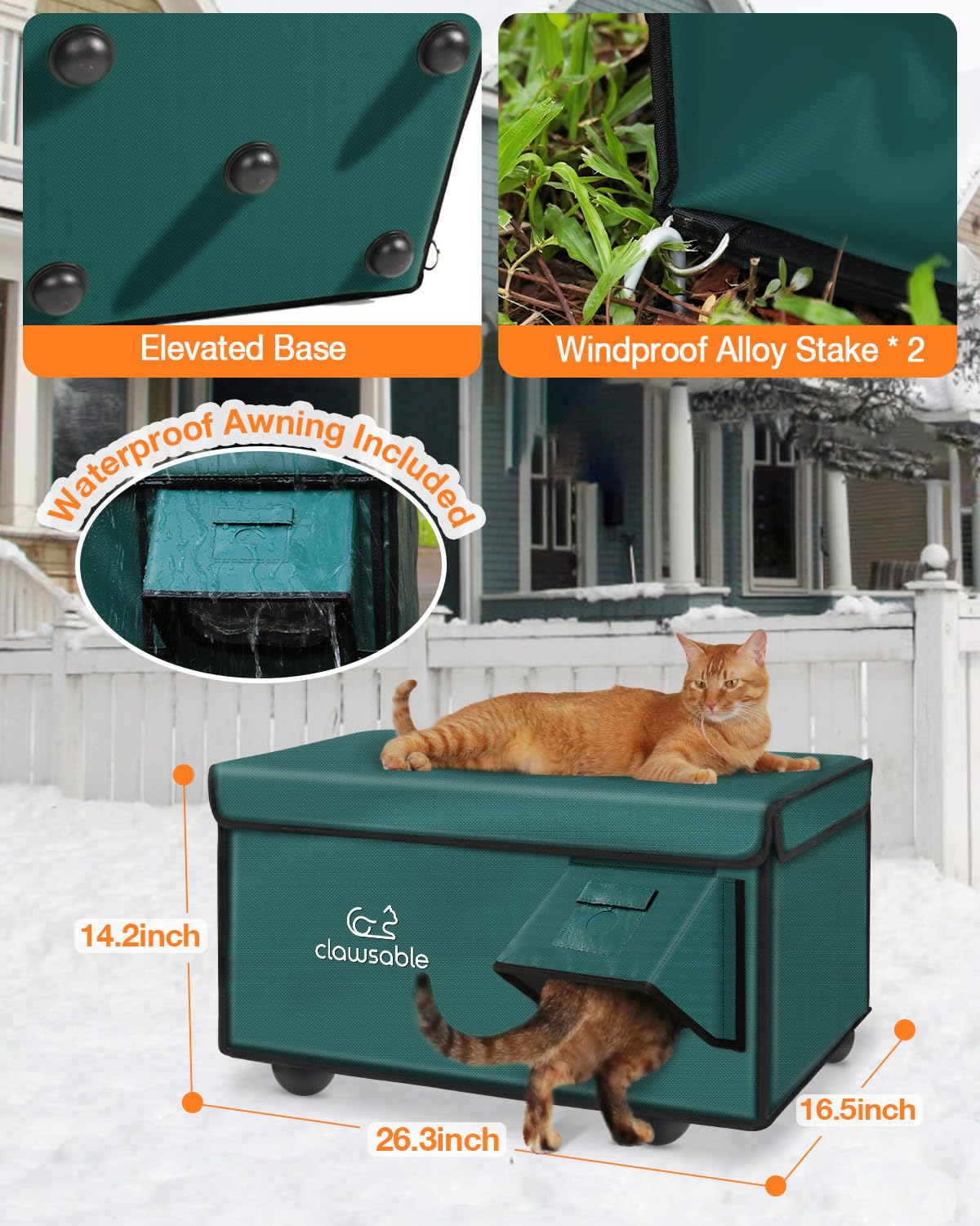 Rolimate Indestructible Cat House waterproof design shields from rain and damp conditions.