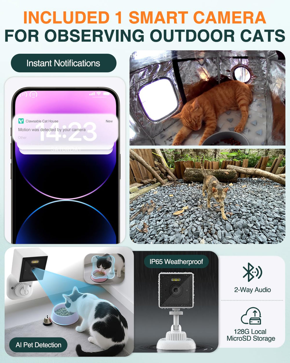 Rolimate indestructible cat shelter with escape door for safe predator escape