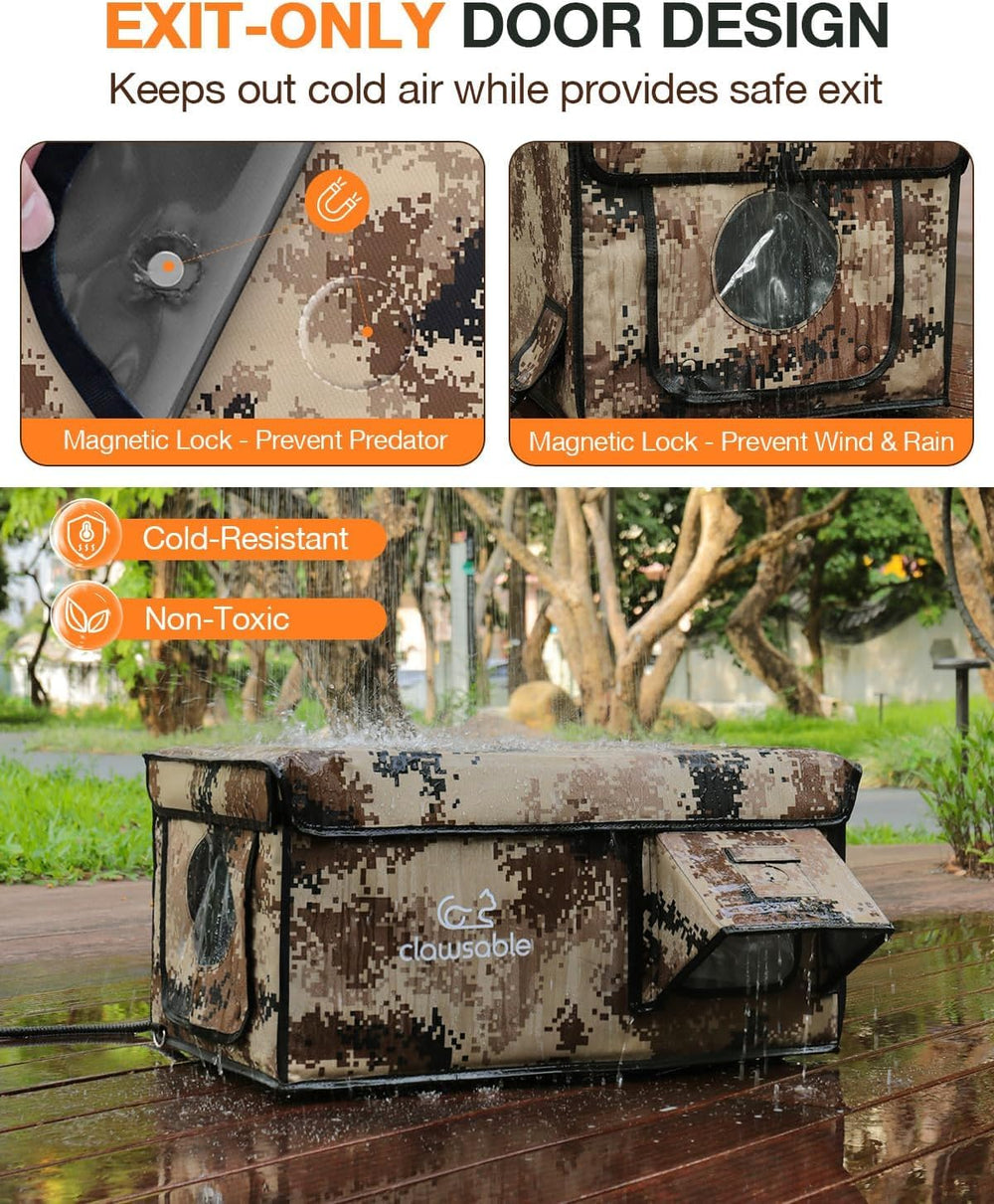 Rolimate heated cat house interior bed view shows cozy warmth source for outdoor cats.