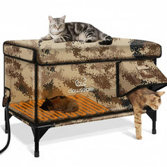 Rolimate Indestructible XL Heated Cat House front view shows rugged outdoor shelter with warmth and safety.