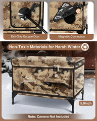 Rolimate Indestructible XL Heated Cat House insulation panels illustrate warmth retention in cold.