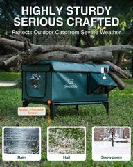 Rolimate waterproof elevated cat house keeps pets dry during rain and snow