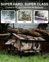 Rolimate waterproof outdoor cat shelter keeps interior dry in rain and snow.