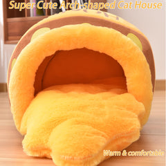 Romaneco Honey Pot Cat Cave Bed open view — warm hideaway for naps.
