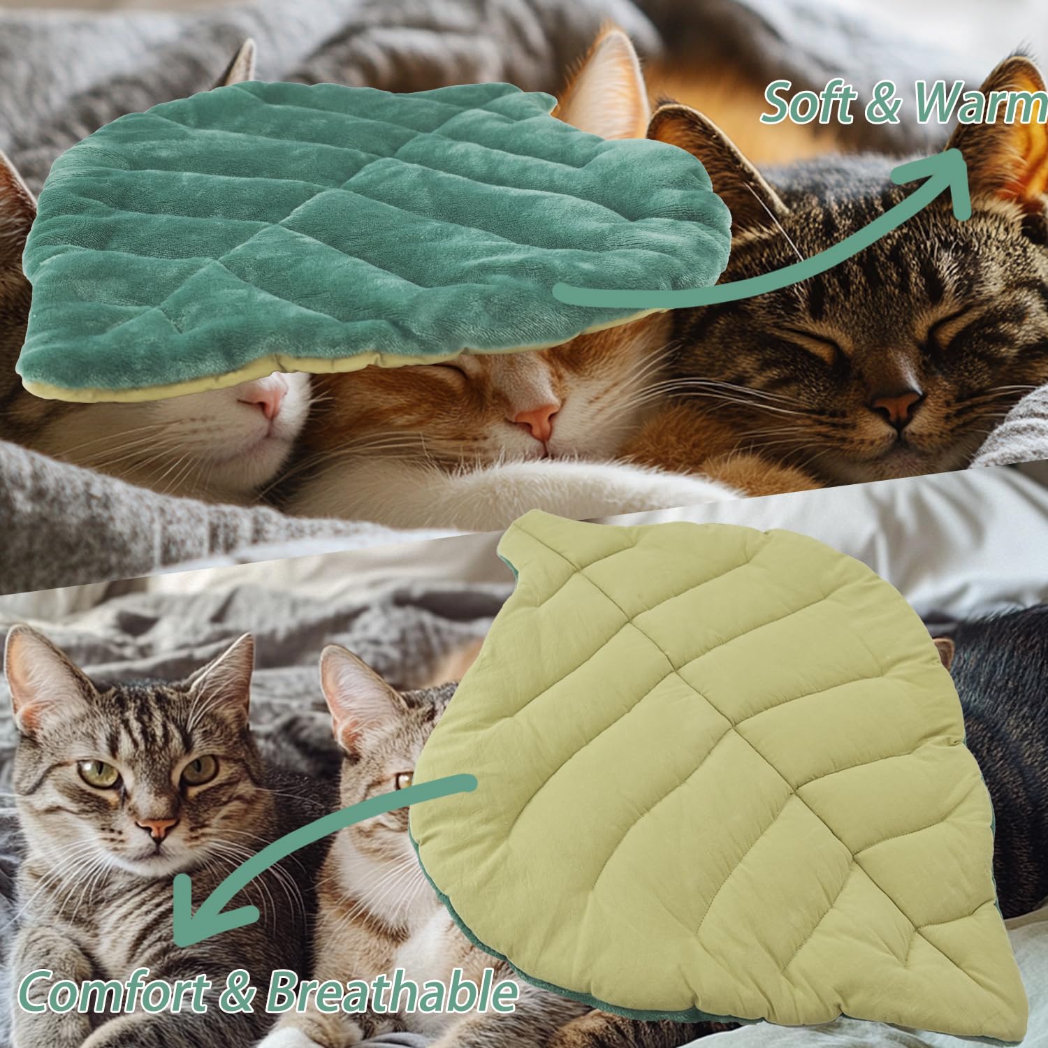 Romaneco Leaf Bed Mat 26x20 inches fits cats, kittens, and small dogs