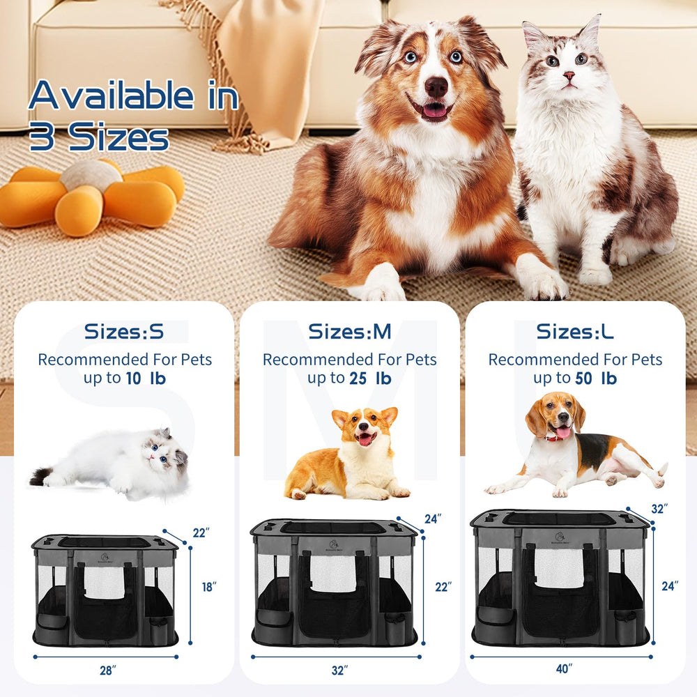 ROMANTIC BEAR dog playpen with 360-degree mesh window enhances airflow and visibility