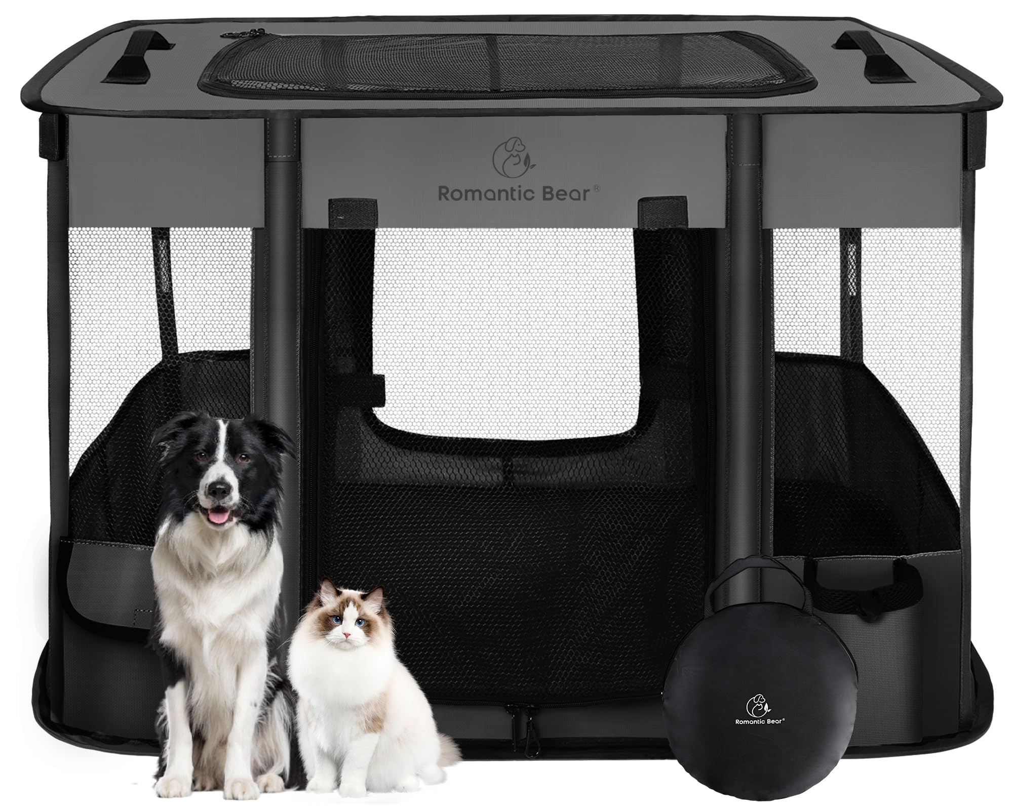 ROMANTIC BEAR dog playpen assembled provides secure indoor-outdoor space for pets
