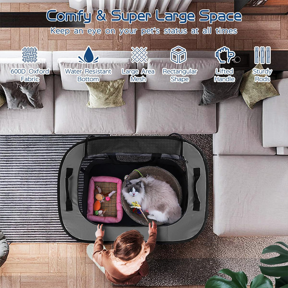 ROMANTIC BEAR playpen folds flat for easy storage and portability