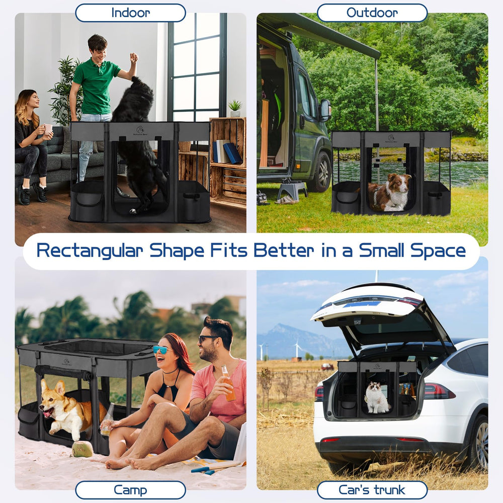ROMANTIC BEAR playpen two-doors with locking zippers allow easy entry