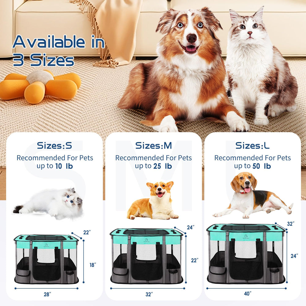 ROMANTIC BEAR puppy playpen folded for easy transport and storage.
